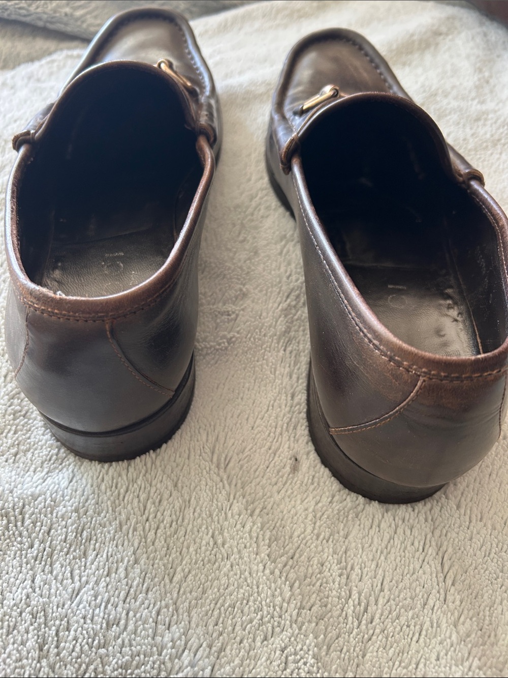 Authentic Gucci Men's Brown Leather Bit Loafers - newly resoled and polished. - Picture 3 of 10